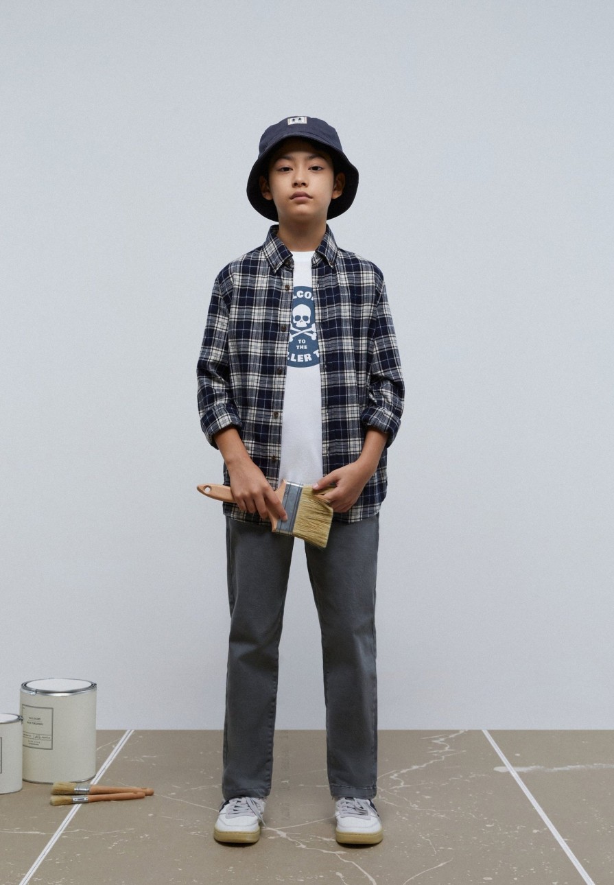 Online scalperscompany Plaid Check Shirt Navy Check