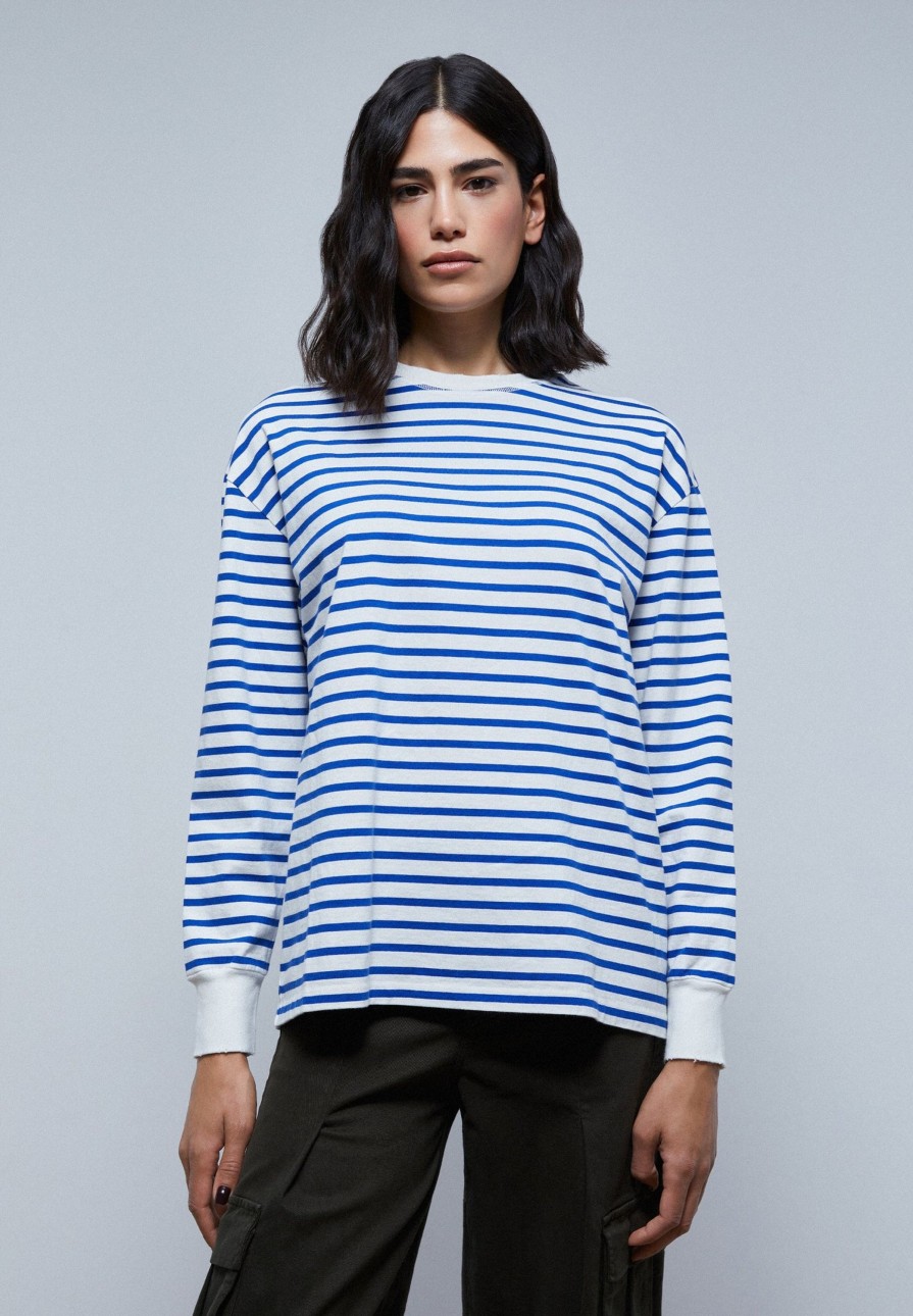 Clearance scalperscompany Long Sleeve Striped T-Shirt Blue Stripes