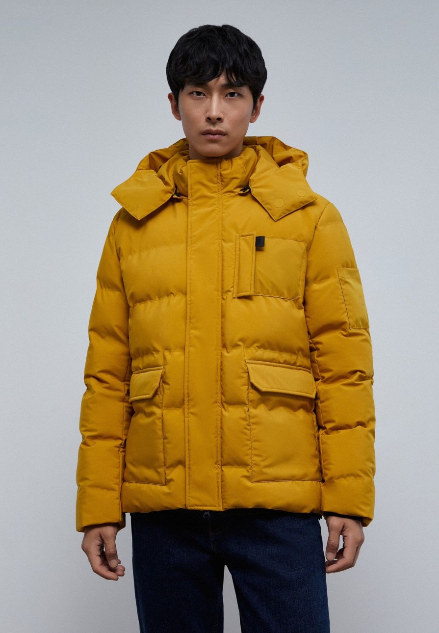 Online scalperscompany Water Resistant Padded Coat Mustard