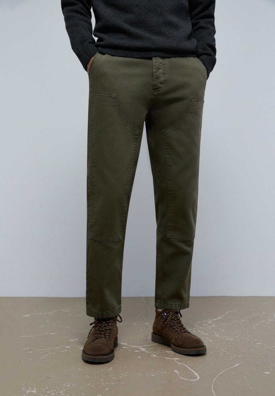 Wholesale scalperscompany Twill Patch Trousers Khaki