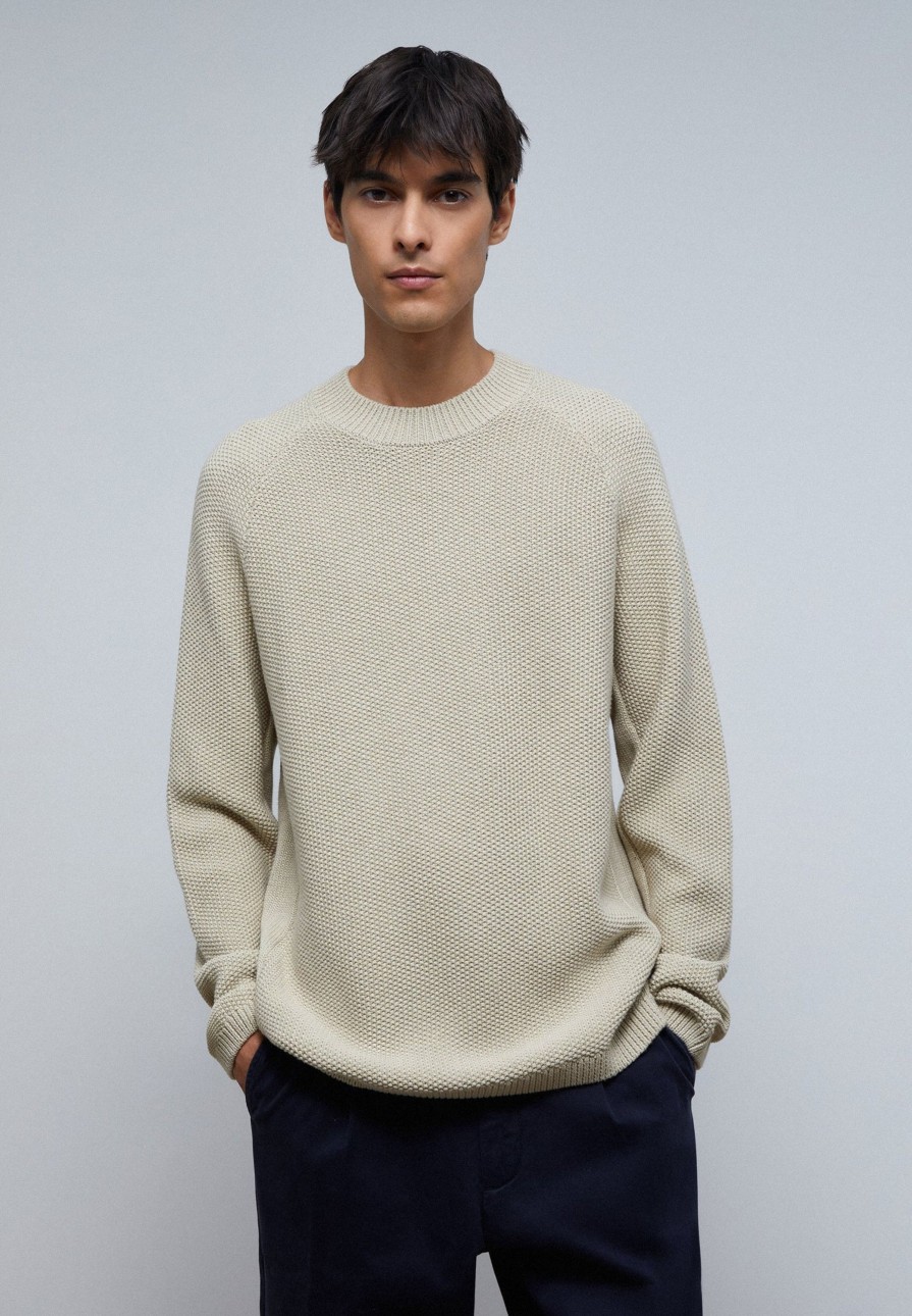 Hot scalperscompany Textured Knit Sweater Beige