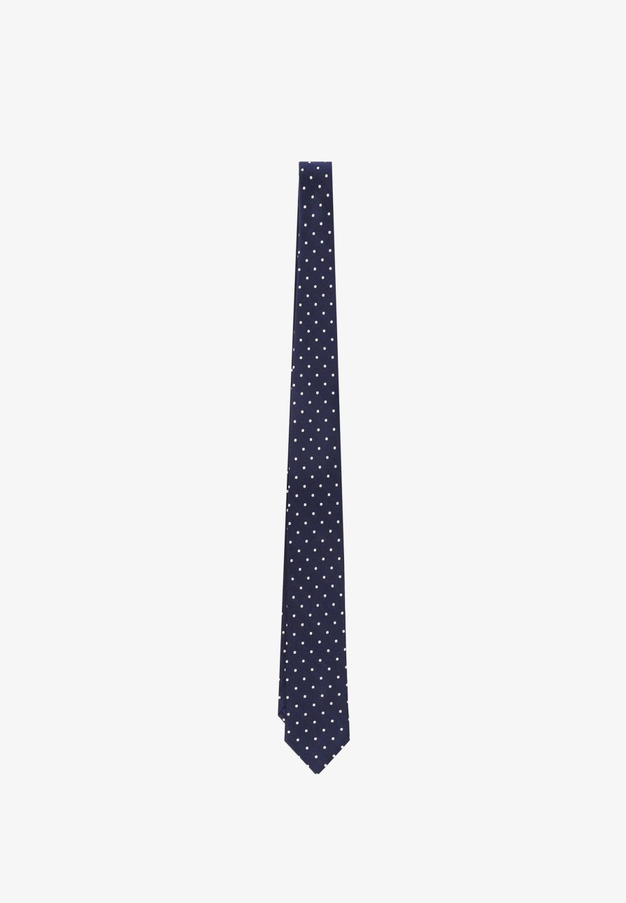 Clearance scalperscompany Silk Polka Dot Tie Navy