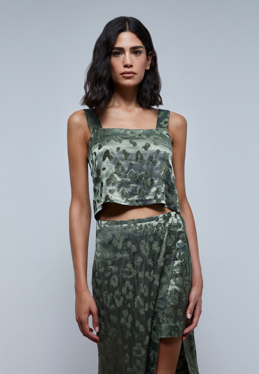 Hot scalperscompany Animal Print Velvet Top Green