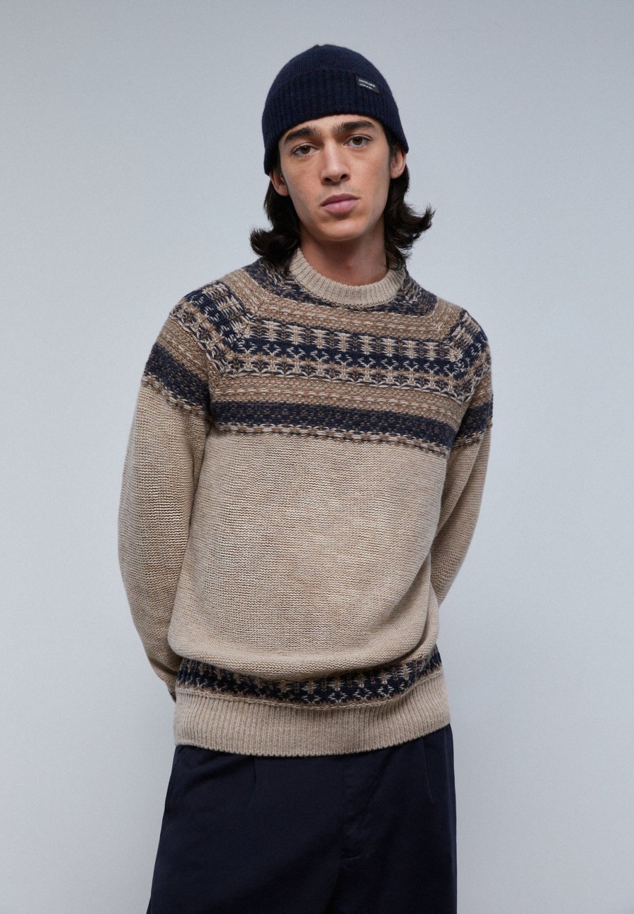 New scalperscompany Jacquard Knit Sweater Taupe