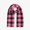 Clearance scalperscompany Check Scarf With Frayed Trim Pink