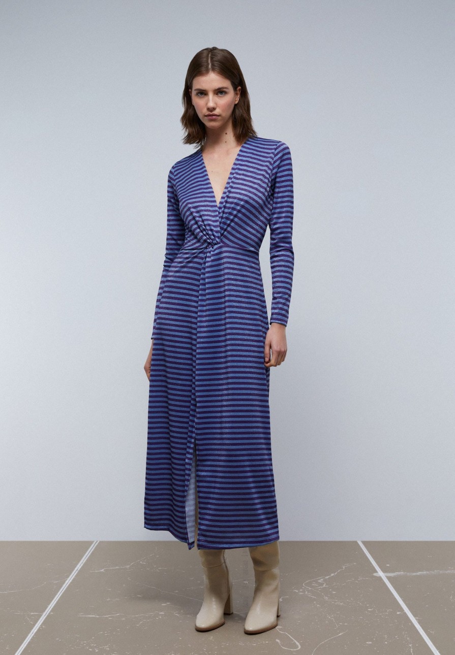 Wholesale scalperscompany Striped Dress With Lurex Blue Stripes