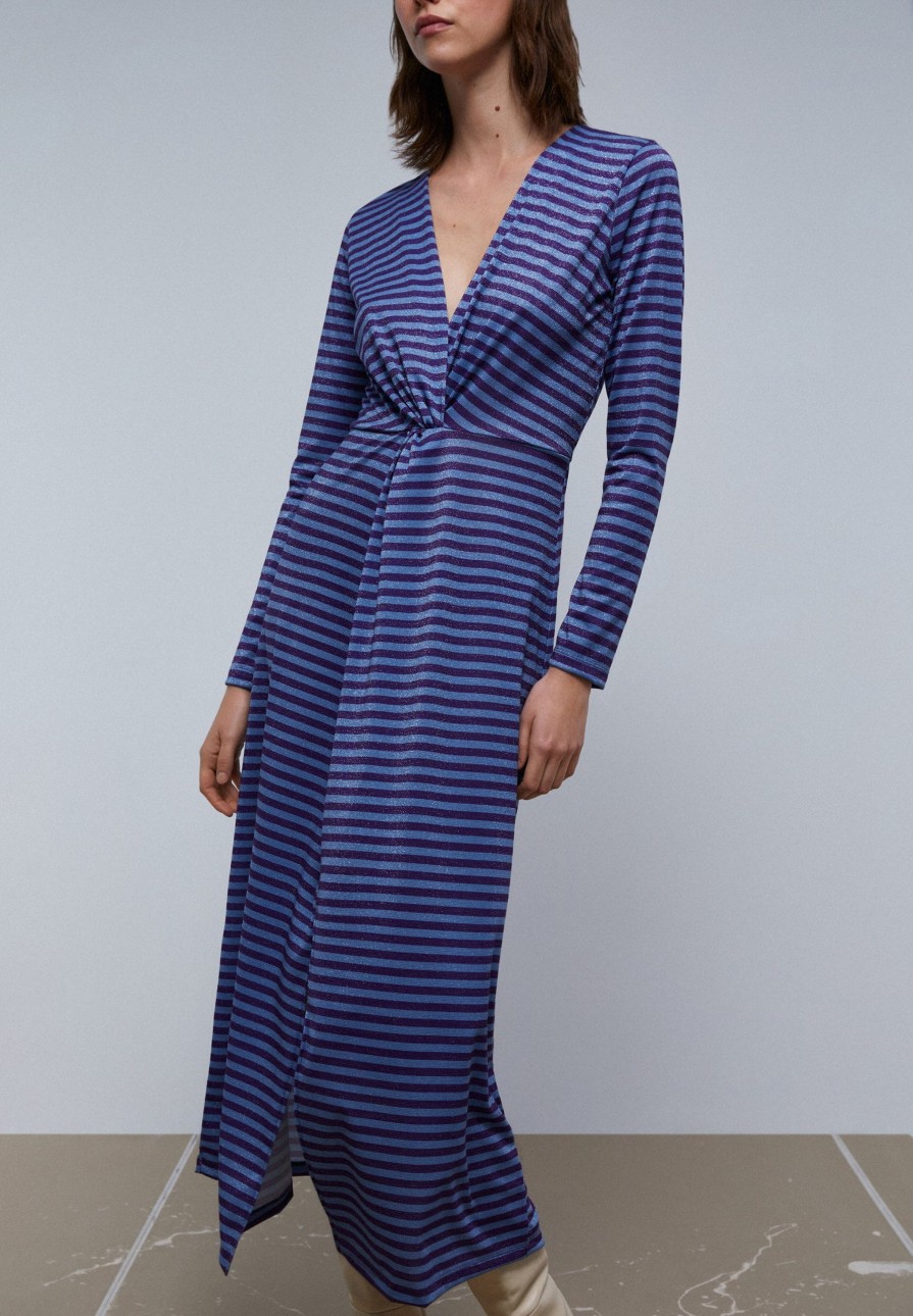 Wholesale scalperscompany Striped Dress With Lurex Blue Stripes