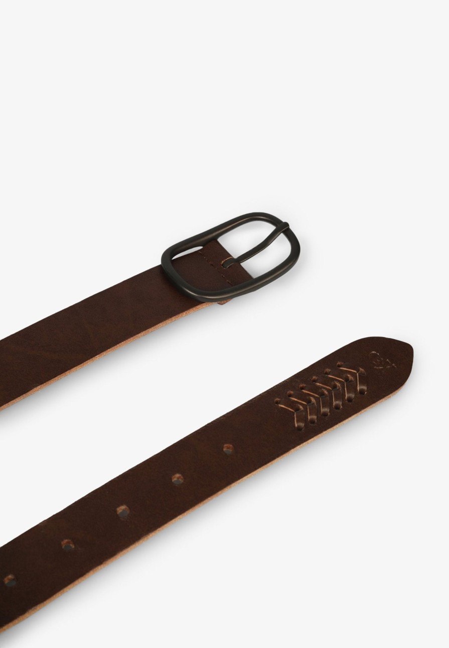 Hot scalperscompany Leather Belt With Die-Cut Details Brown