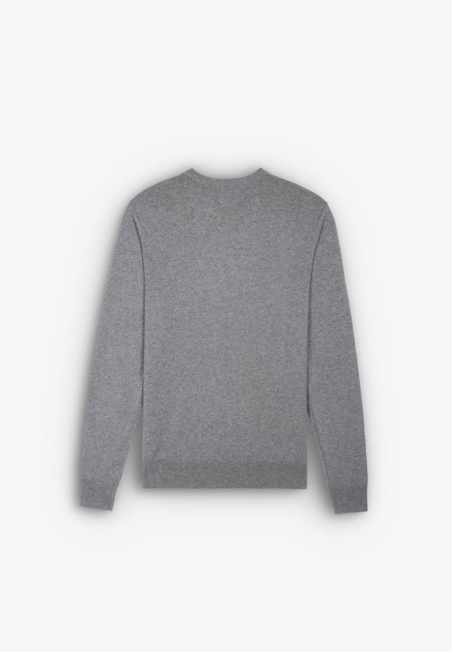 New scalperscompany Round Neck Sweater With Skull Grey Melange