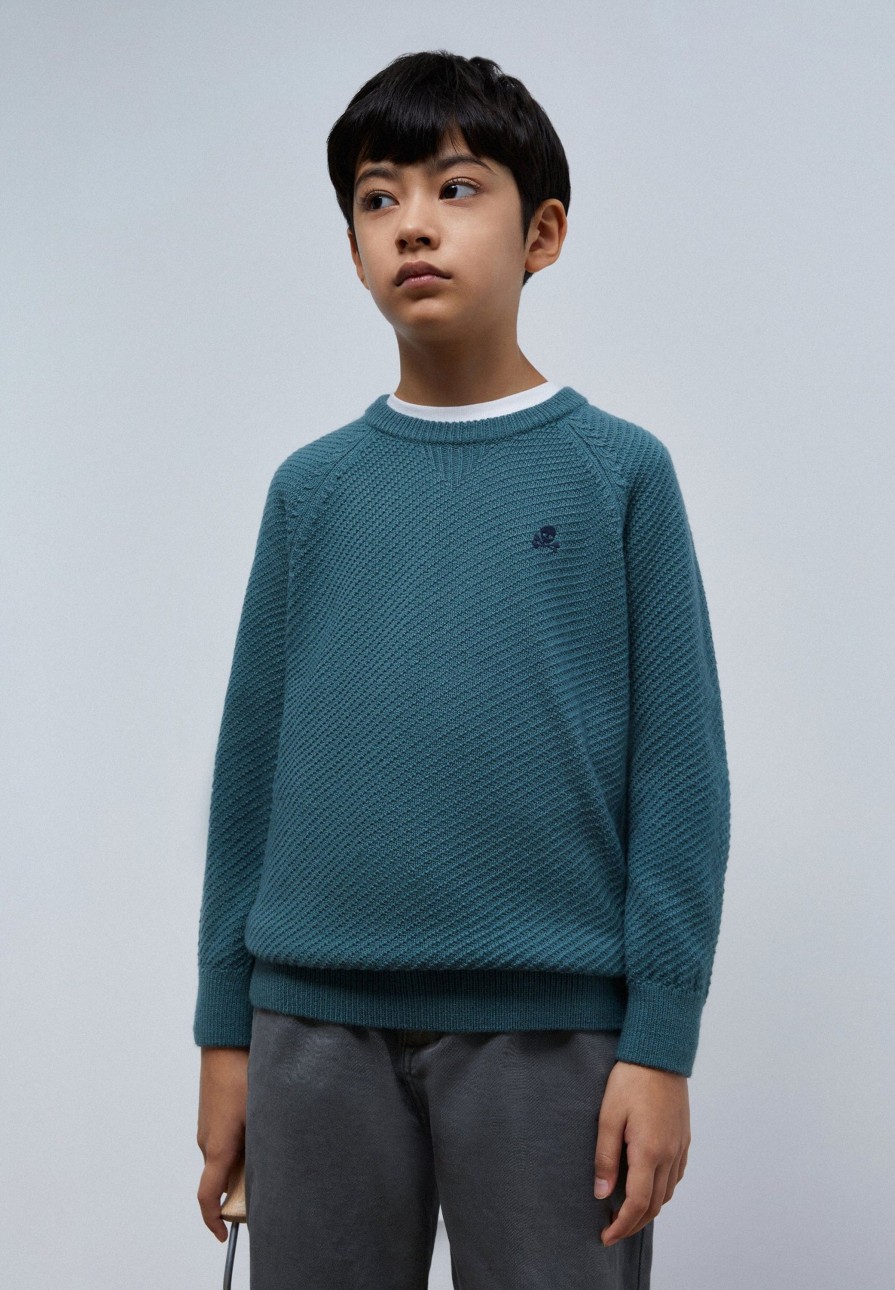 Clearance scalperscompany Textured Sweater With Raglan Sleeves