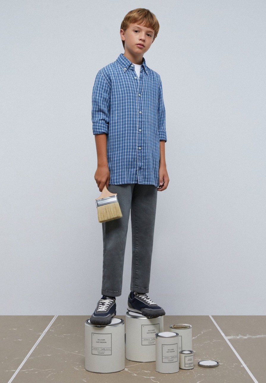 New scalperscompany Checked Denim Shirt Blue Check