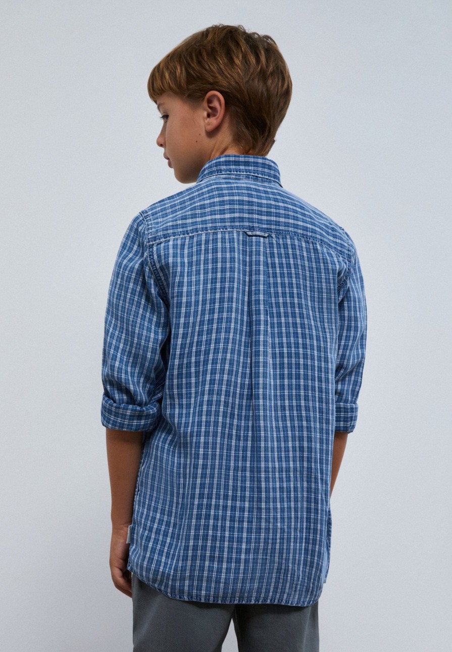 New scalperscompany Checked Denim Shirt Blue Check