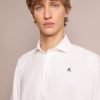 Clearance scalperscompany Basic Cotton Polo Neck Shirt With Skull Print White