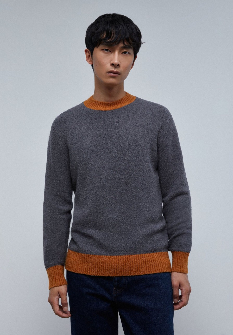 Clearance scalperscompany Knit Sweater With Contrast Detail Grey