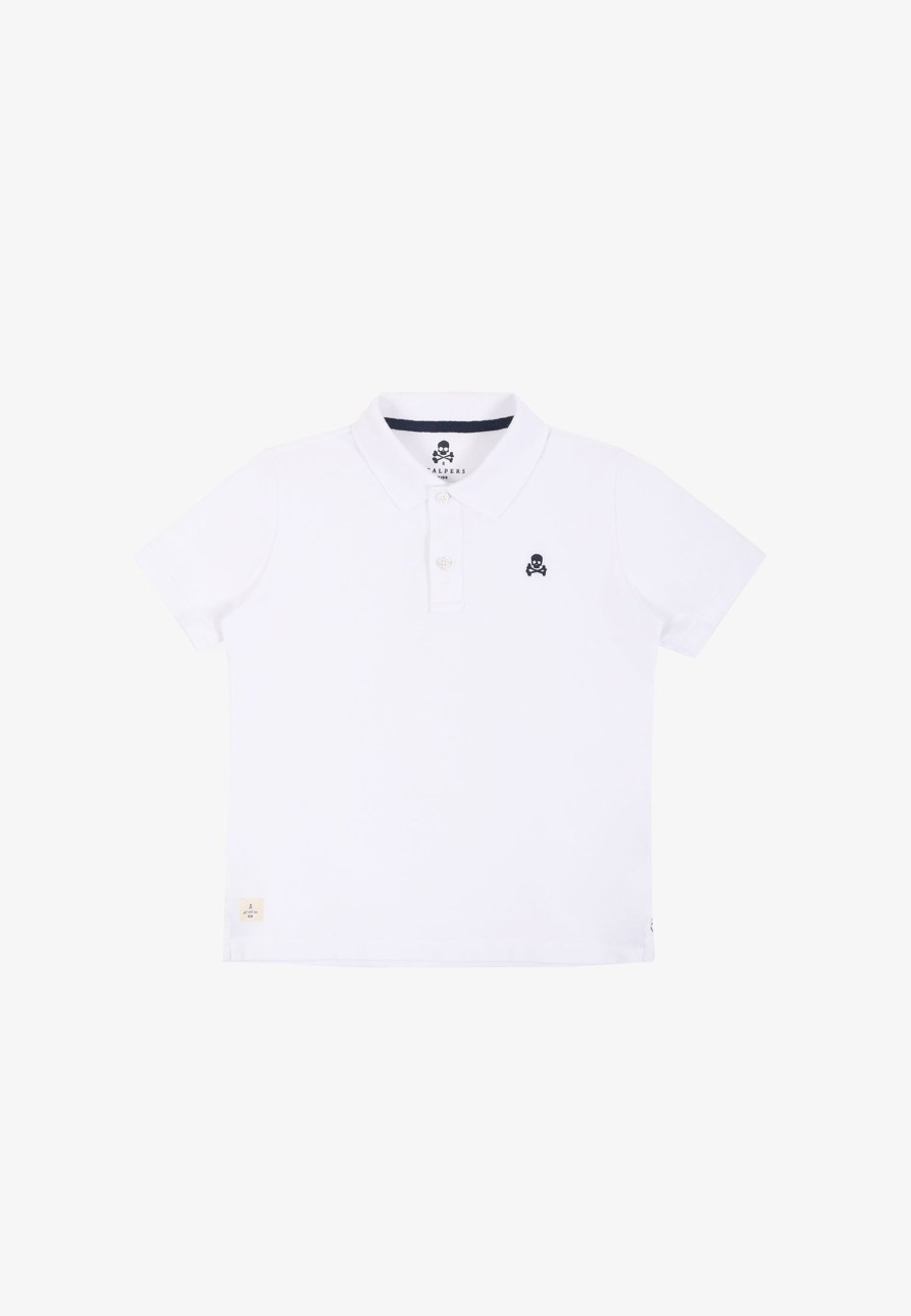 Online scalperscompany Basic Polo Shirt With Skull White