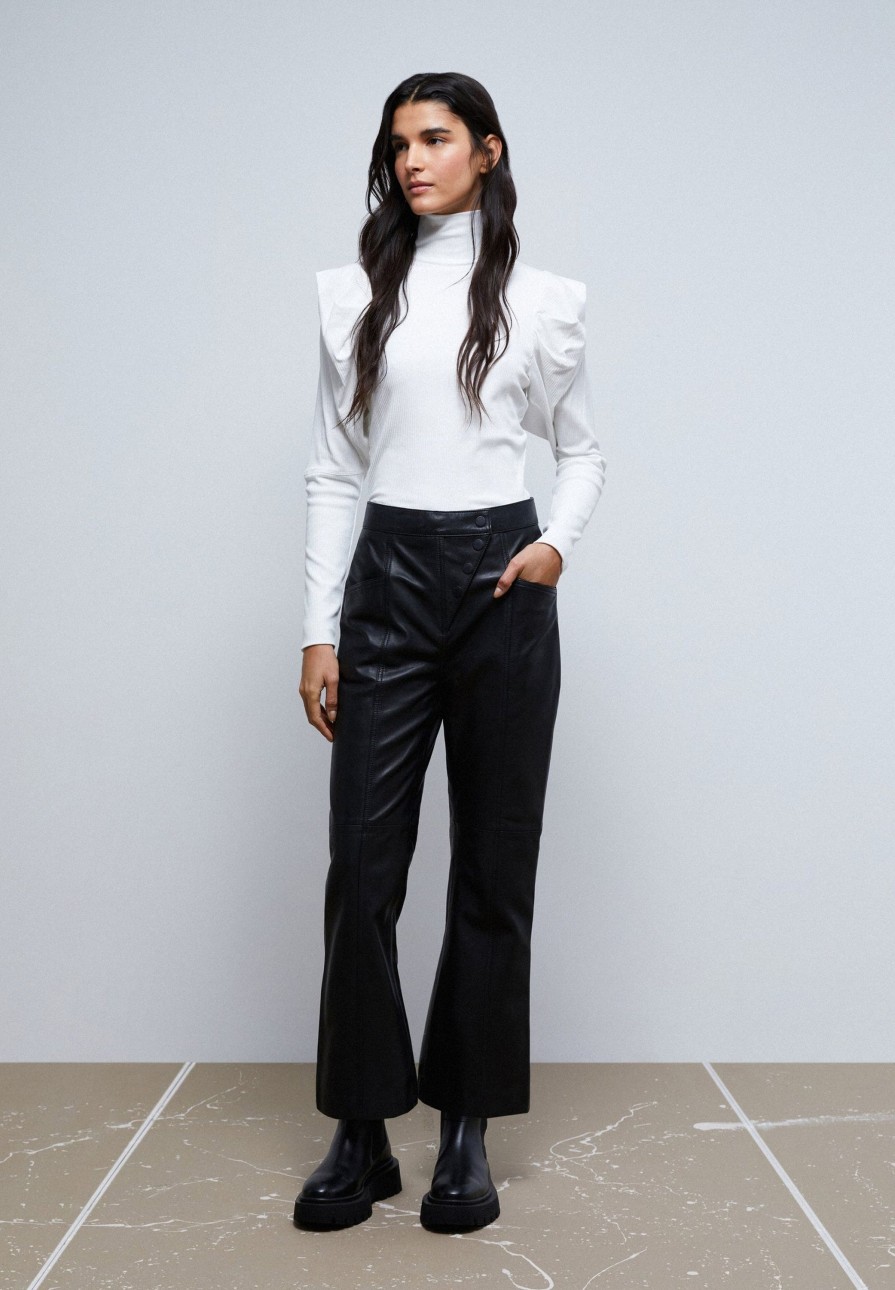 Clearance scalperscompany Anckle Flare Leather Trousers