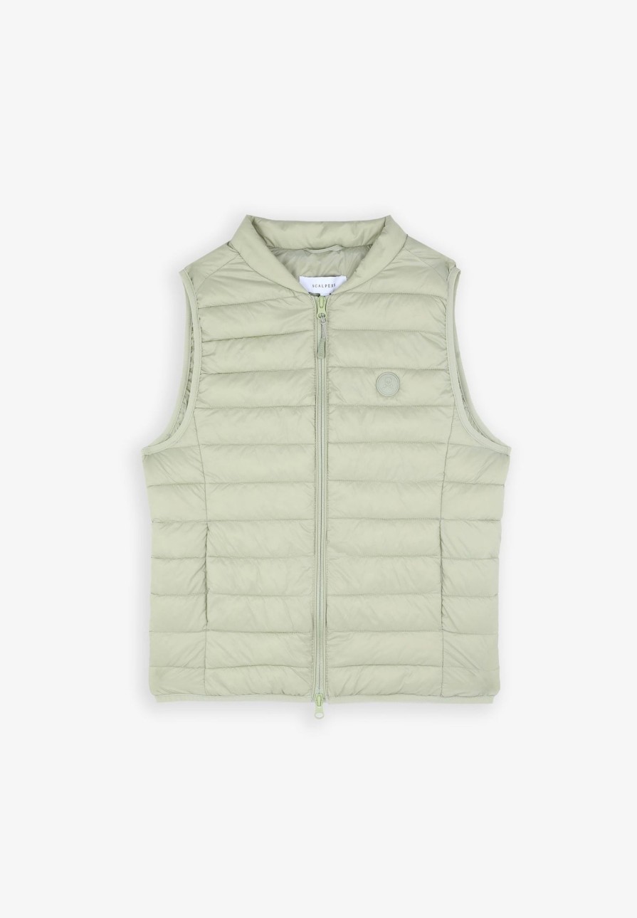 New scalperscompany Puffer Vest With Skull Olive