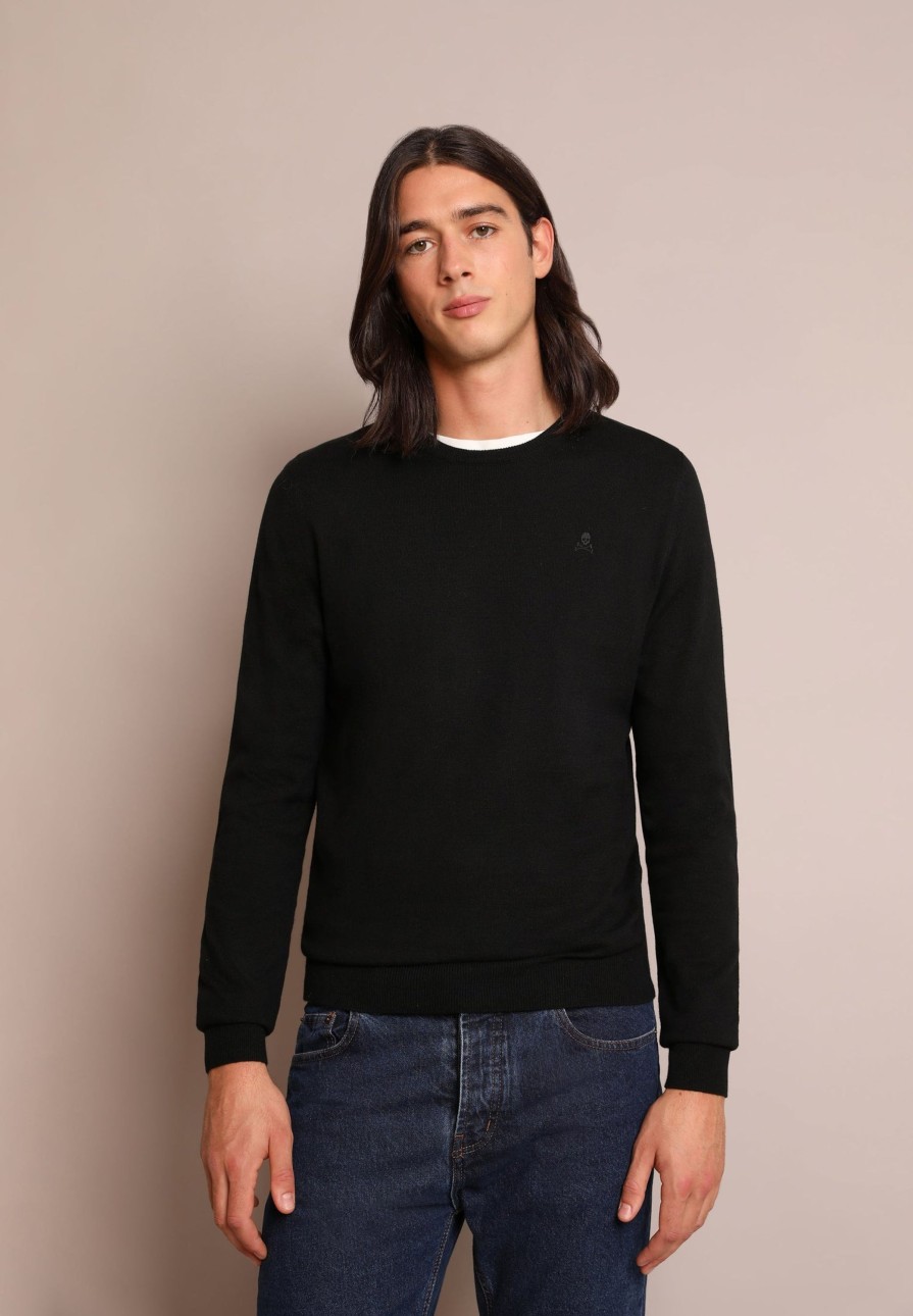 Best scalperscompany Round Neck Sweater With Skull Black