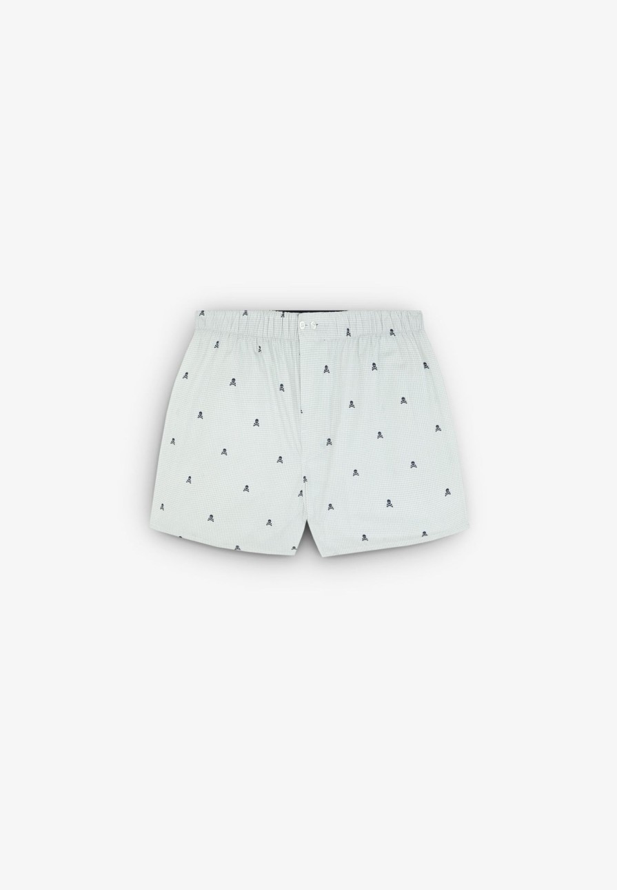 Clearance scalperscompany Gingham Boxers With Skull