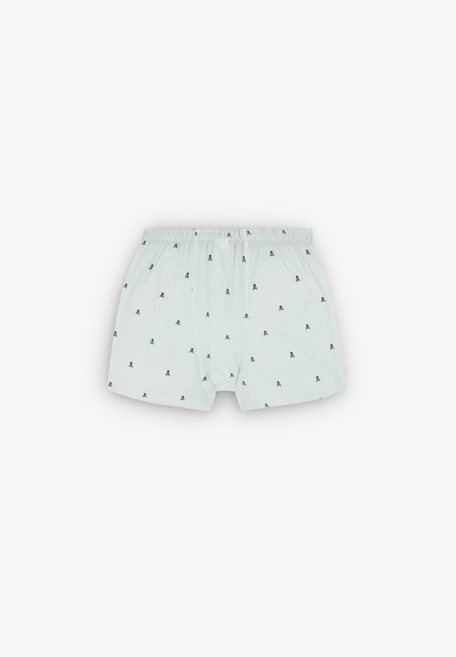 Clearance scalperscompany Gingham Boxers With Skull