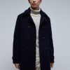 Clearance scalperscompany Coat With Detachable Shearling Collar Detail