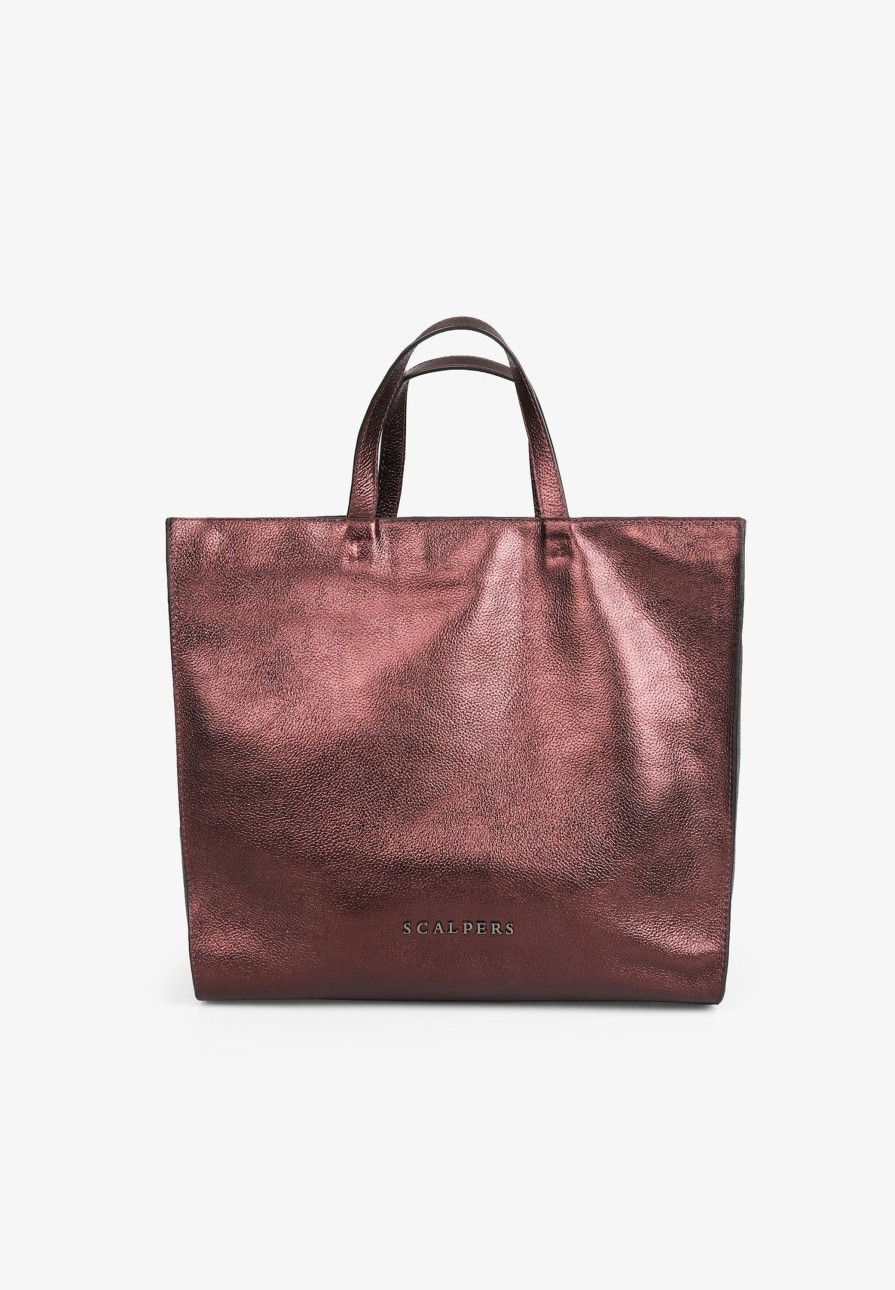 Wholesale scalperscompany Leather And Metallic Tote Bag