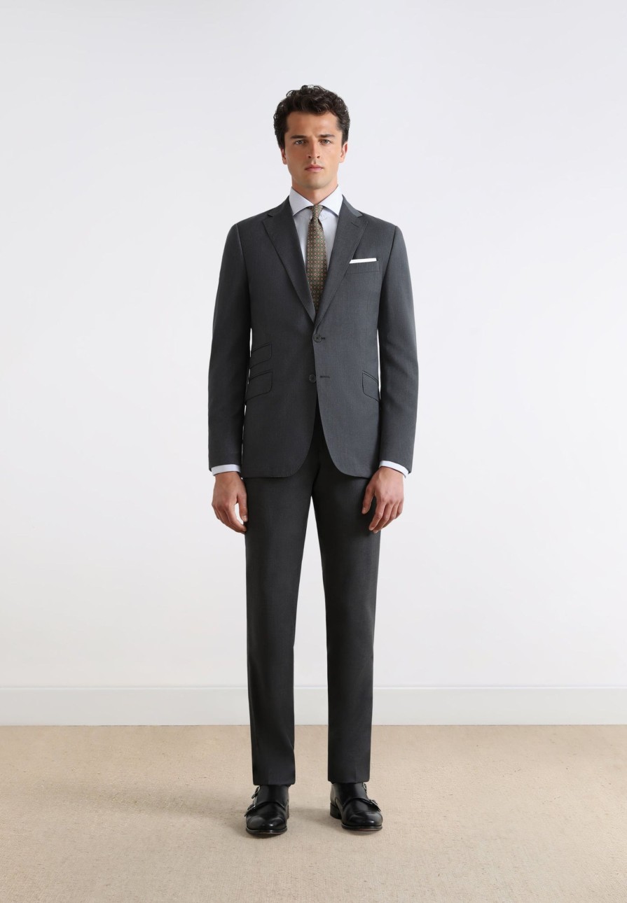 Best scalperscompany Wool Textured Suit Grey