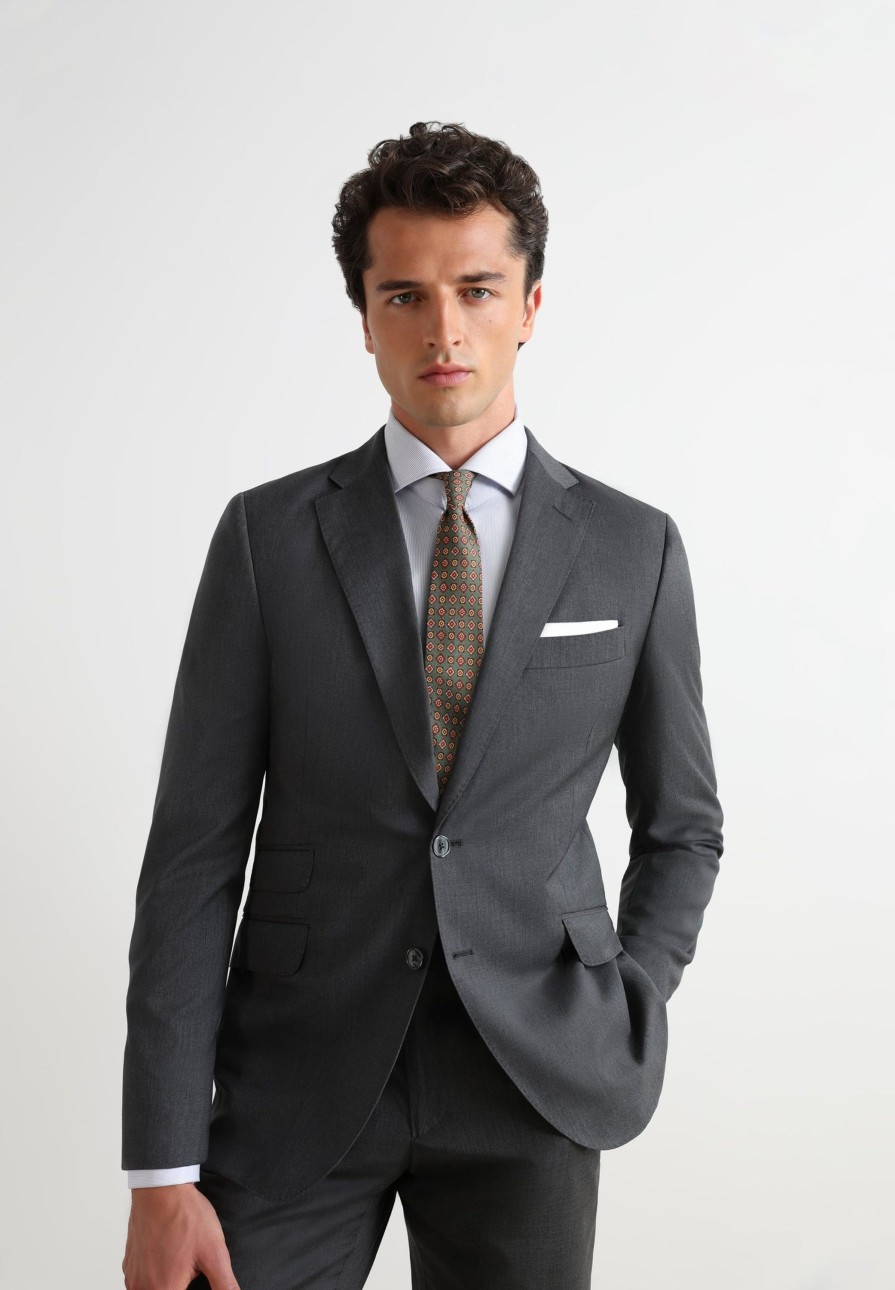 Best scalperscompany Wool Textured Suit Grey