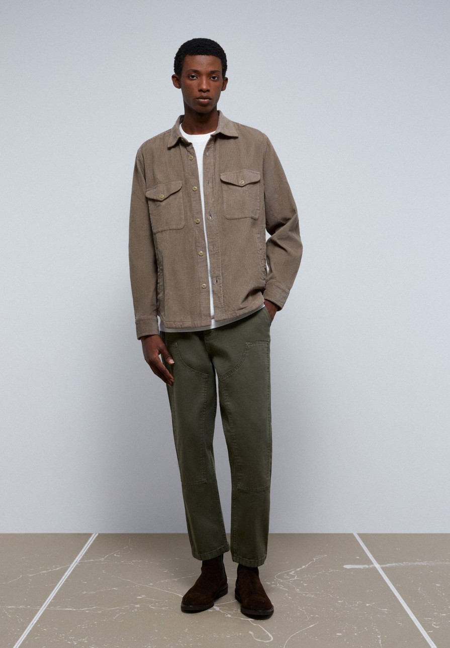 Online scalperscompany Premium Corduroy Overshirt Light Khaki