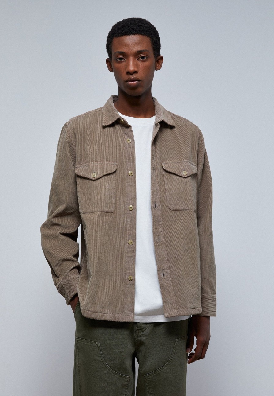 Online scalperscompany Premium Corduroy Overshirt Light Khaki