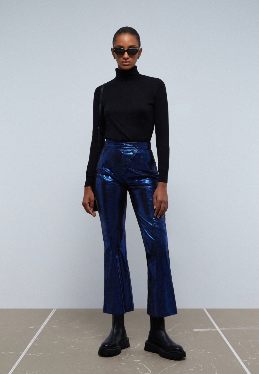 Hot scalperscompany Metallic Flared Trousers Blue