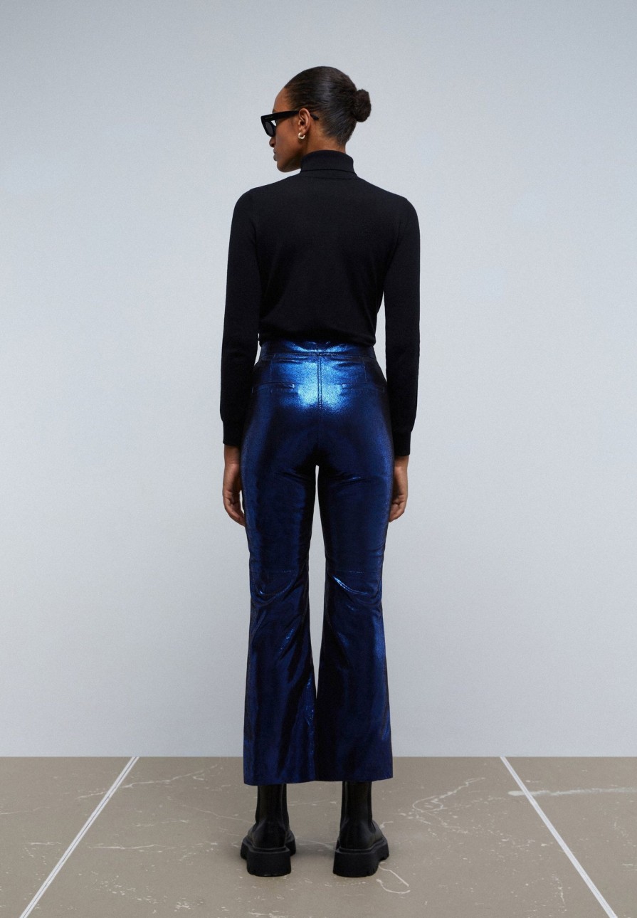 Hot scalperscompany Metallic Flared Trousers Blue