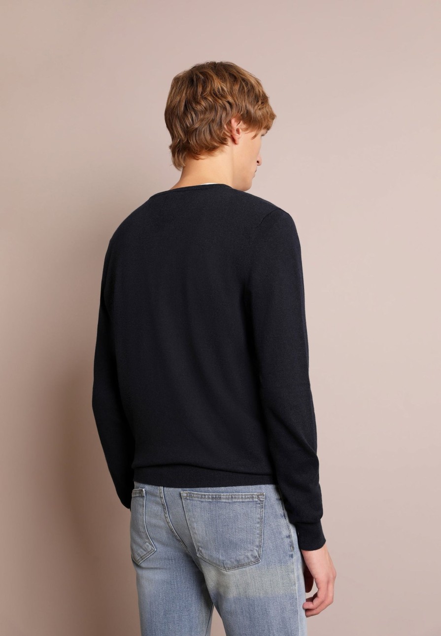 Hot scalperscompany V-Neck Sweater With Skull Navy