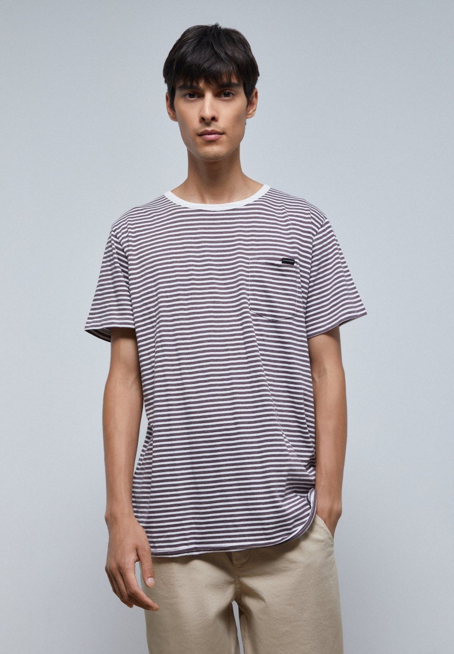 New scalperscompany Striped T-Shirt With Pocket