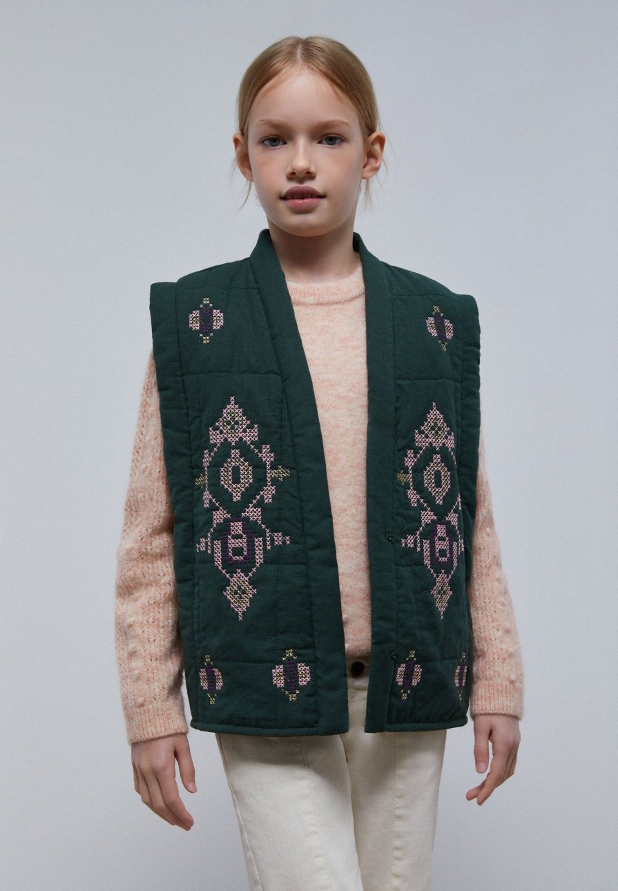 Wholesale scalperscompany Quilted Waistcoat With Embroidered Details