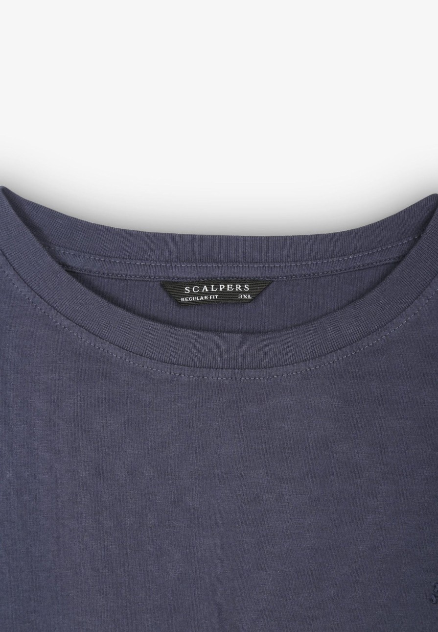 Online scalperscompany Basic Cotton Skull T-Shirt Navy