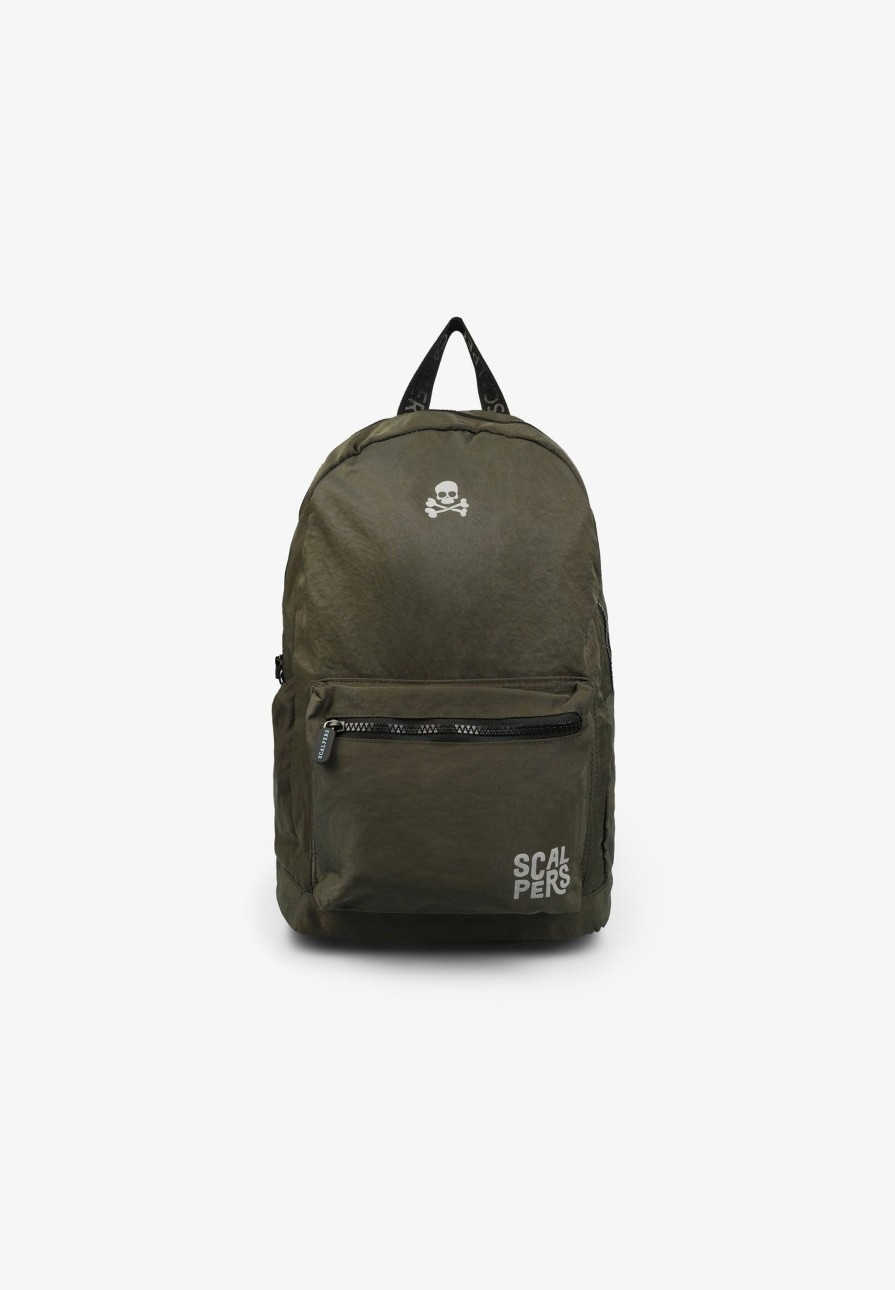 Wholesale scalperscompany Basic Backpack With Skull Khaki