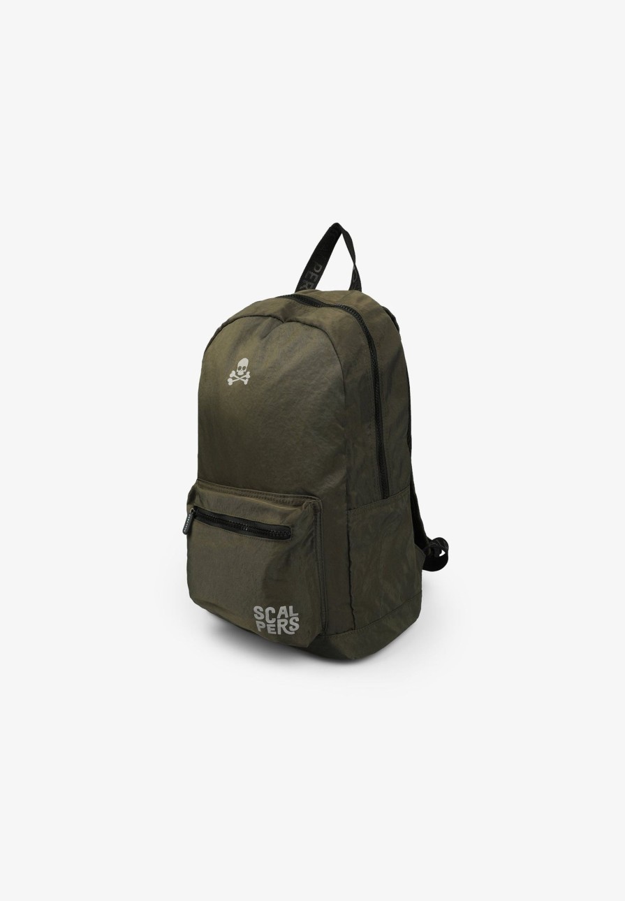 Wholesale scalperscompany Basic Backpack With Skull Khaki