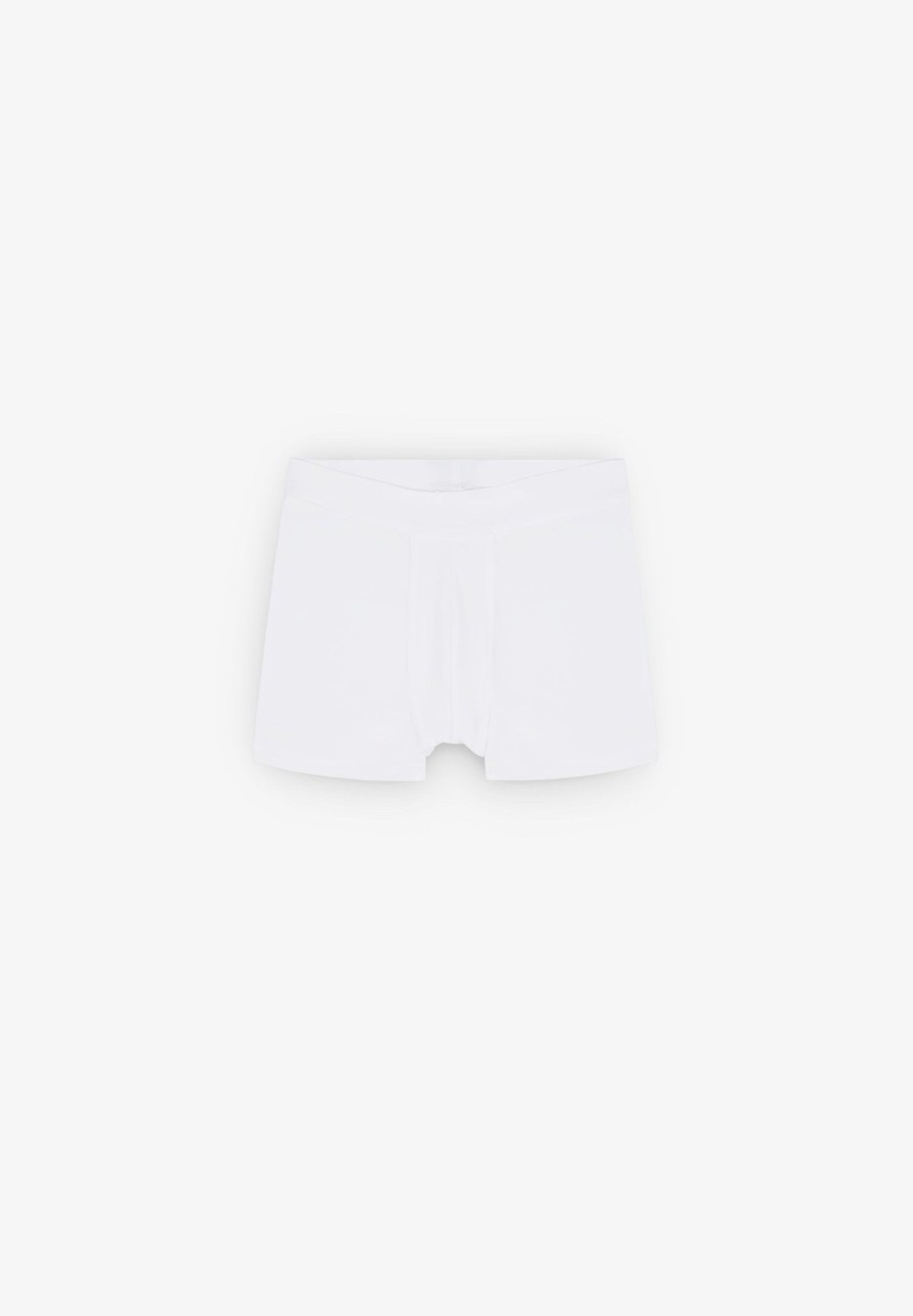 New scalperscompany Plain-Coloured Boxer Shorts With Label Detail White