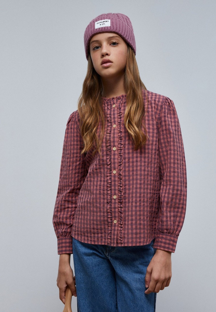 Clearance scalperscompany Gingham Blouse Mauve Check