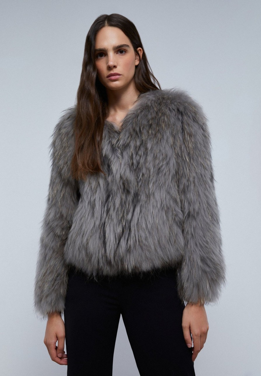 Online scalperscompany Cropped Faux Fur Coat