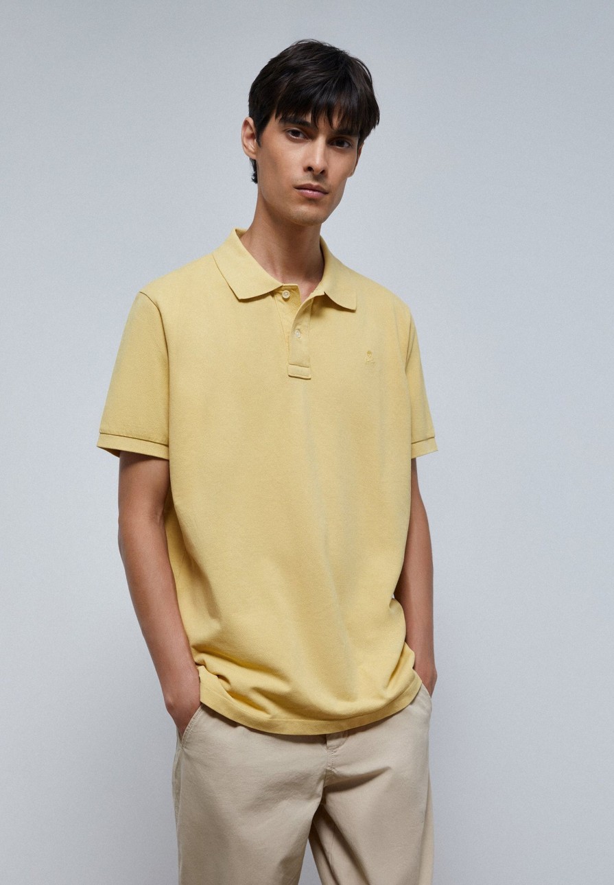 Clearance scalperscompany Basic Polo Shirt With Skull Detail Yellow