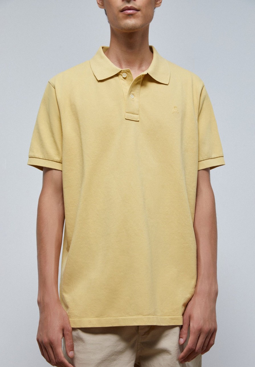 Clearance scalperscompany Basic Polo Shirt With Skull Detail Yellow