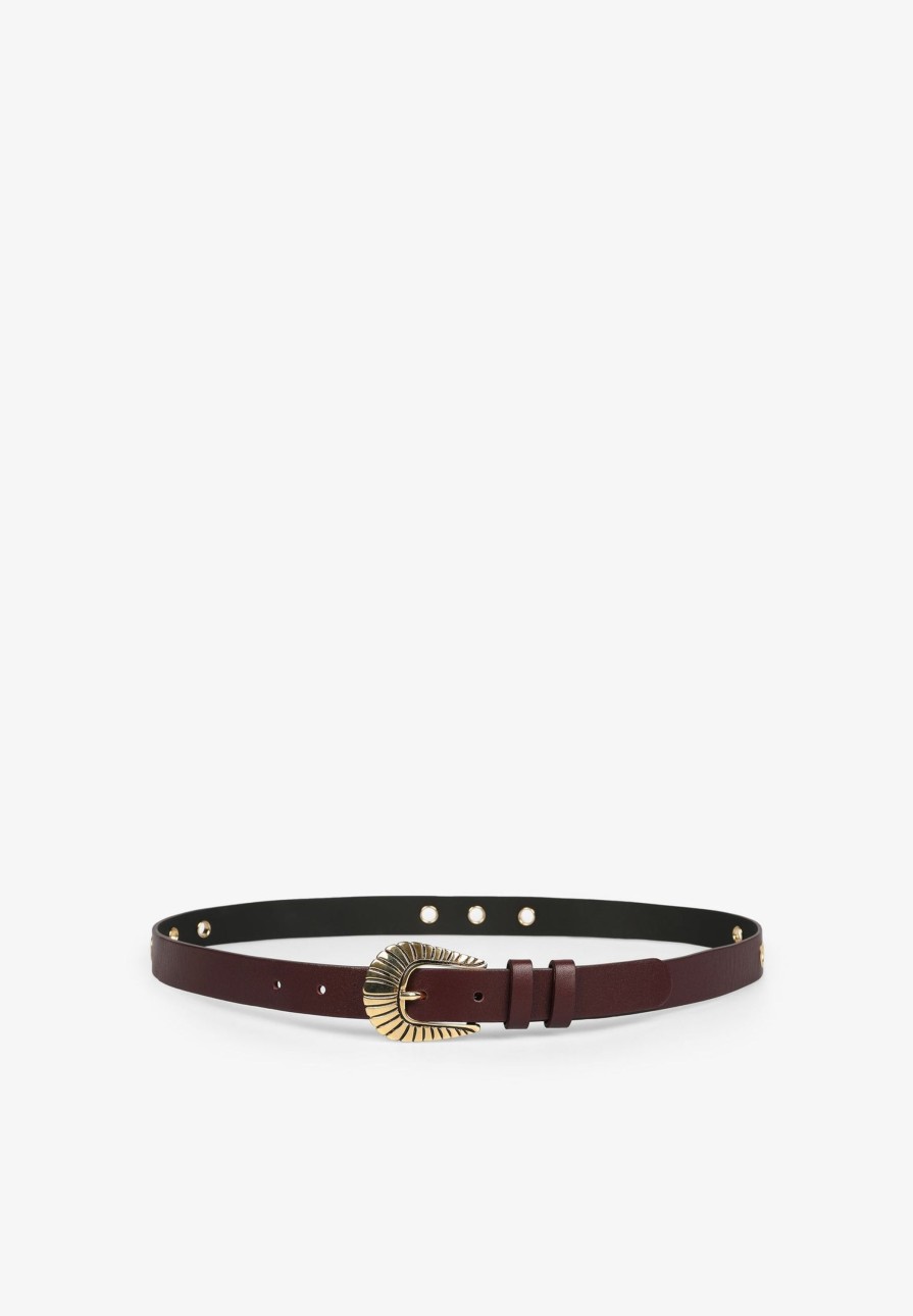 Clearance scalperscompany Leather Belt With Buckle Details Burgundy