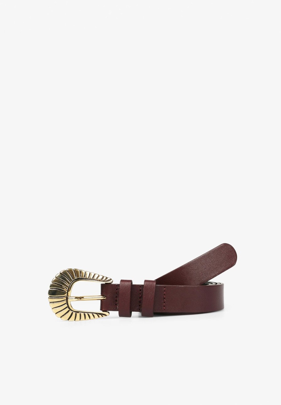 Clearance scalperscompany Leather Belt With Buckle Details Burgundy