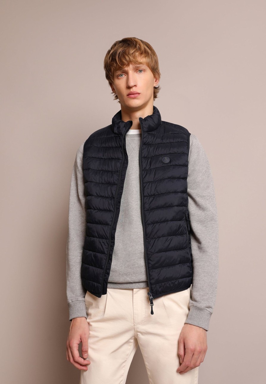 Online scalperscompany Puffer Vest With Skull Navy